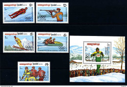 E16460)Olympia 84, Kambodscha 517/21** + Bl 132** - Inverno1984: Sarajevo