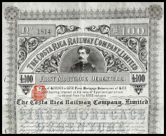 1887 The Costa Rica Railway Company, Limited - £100 Debenture - Chemin De Fer & Tramway