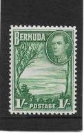 BERMUDA 1952 1s BLUISH GREEN SG 115a  MOUNTED MINT Cat £16 - Bermuda