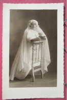 Carte Photo Première Communion - Jeune Fille - Photo C. Peigné à Tours - Kommunion