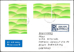 Hong Kong 1997. Distributeurs, 4 Timbres Sur Lettre Recommandée Pour L'Allemagne. Année Du Bœuf - Vaches