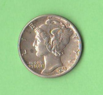 America 1 Dime 1943 D Silver Coin Mercury USA - 1916-1945: Mercury