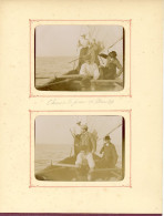 16 Photos D Album Arcachon 1896 Chasse Aux Sanglier, Chasse Au Renard, Retour De La Chasse En Bateau - Albums & Collections