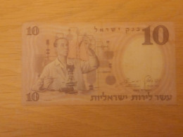 Israel-10 LIROT SCIENTIST-(1958)-(RED NUMBER)-(153)-(491606-כ/4)-USED-BANK NOTE - Israel