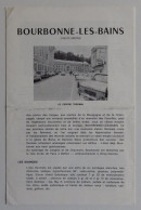 Bourbonne-les-Bains Centre Thermal Dépliant V.1960 TBE Thermalisme Haute-Marne DS Citroën Peugeot 404 Voitures - Champagne - Ardenne