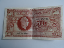 Billet 500F Marianne 1945 Impression Anglaise - 1943-1945 Marianna