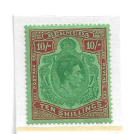 BERMUDA 1946 10s DEEP GREEN AND DULL RED/GREEN (EMERALD BACK) SG 119d ORDINARY PAPER VERY LIGHTLY MOUNTED MINT Cat £80 - Bermuda