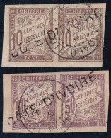 Côte D'Ivoire - Colonies Générales Taxe N°19 & 23 En Paires Surchargées COTE D'IVOIRE - Oblitéré Tiassalé - TB & RR - Used Stamps