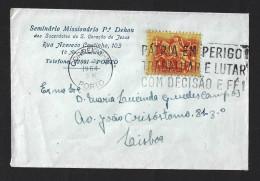 Flâmula Patriótica. Estado Novo Em Portugal. 'Pátria Em Perigo Trabalhar E Lutar Com Decisão E Fé'. 1964 Guerra Colonial - Storia Postale