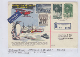 AAT 1960 Definitives 4v Registered Cover Macquarie Island To Zumstein Switzerland Ca Macquarie Isl.6.1.1960 (AS157) - Lettres & Documents