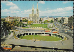 Postcard Circa 1960 Austria Wien Vienna Twin Spires Church Tram Tramway [ILT2120] - Iglesias