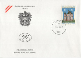 Austria Osterreich 1989 FDC Johann Michael Prunner; Barockbaumeister Architect, Dreifaltigkeitskirche Stadtl Paura, Wien - FDC