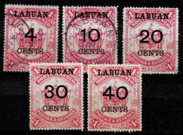 North Borneo 1895 Ovpt.  Full Set Of 5 SG87/91 - 180£  Used/MNG Set Stamps - North Borneo (...-1963)