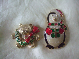 2 BROCHES VINTAGE OURSON & PINGOUIN - Other & Unclassified