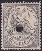 Spain 1874 Sc 210 España Ed 152T Telegraph Punch (taladrado) Cancel  - Usati