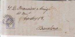 Año 1870 Edifil 107 Carta Matasellos Rejilla Cifra 1  Y Rojo Madrid 1, Fecha 1 Ene 1870  Miguel Ferrer - Covers & Documents