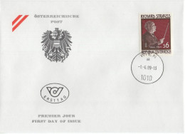 Austria Osterreich 1989 FDC Richard Strauss, Composer Komponist Conductor, Music Musik Musique, Canceled In Wien - FDC