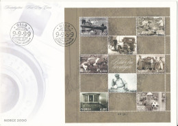 Norway FDC Millenium 2000 9-9-1999 Minisheet With Cachet On A Big Size Cover - FDC