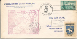 USA First SAS Trans Arctic Flight 19-11-1952 Los Angeles - Copenhagen Via Greenland Notice The 2 Kr. Greenland SEAL - Lettres & Documents