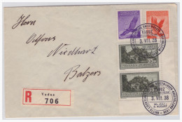 Liechtenstein (001086) Einschreiben, Mnr 133, 143, 144, Gelaufen Mit Sonderstempel Am 3.8.1938 - Cartas & Documentos