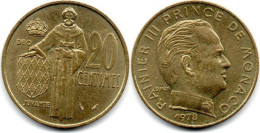 MA 29106 / Monaco 20 Centimes 1978 SUP - 1960-2001 Franchi Nuovi