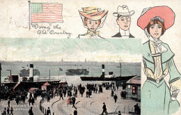 Liverpool UK  Landing Stage With Message " Doing The Old Country " And An US USA Flag - Liverpool