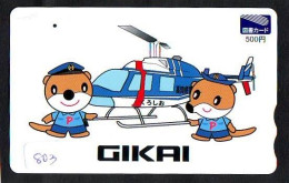 Télécarte Japon Hélicoptère * Telefonkarte Japan * Hubschrauber (803) HELICOPTER * CHOPPER * HELICÓPTERO * HELICOPTER * - Vliegtuigen