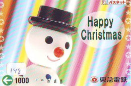 TELECARTE JAPON * TELEFONKARTE JAPAN * SCHNEEMANN (148)  PHONECARD * SNOWMAN * NOEL * CHRISTMAS - Noel