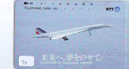 Télécarte Japon * Avion  * CONCORDE (37)  Air France - Japan Air Plane Phonecard - Vliegtuig Aeroplani Aeroplanos - Vliegtuigen