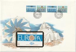 T 789) Griechenland 1984 Mi# 1555-1556 Zshgd + MH 1 Im FDC: EUROPA Brücken (Versand Im Großbrief) - Storia Postale