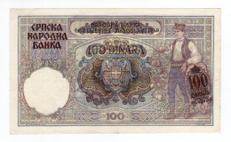 1941.  WWII SERBIA,GERMAN OCCUPATION,100 SERBIAN DINAR - Serbia