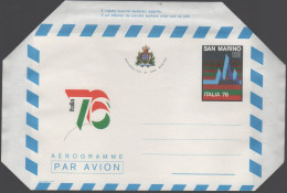 Repubblica Di San Marino - 1976 - AG8 - 180 Italia '76 - Aerogramma - Nuovo - Enteros Postales