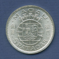 Macau 5 Patacas 1971, Wappen, Silber, KM 5a St (m6325) - Macau