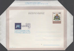 Repubblica Di San Marino - 1977 - BP4 - 120 Centenario Del Francobollo - San Marino '77 - Biglietto Postale - Nuovo - Postal Stationery