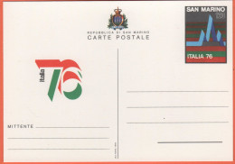 Repubblica Di San Marino - 1976 - CP40 - 120 Esposizione Mondiale Di Filatelia Italia '76 - Cartolina Postale - Nuovo - Ganzsachen