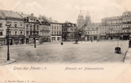 Plauen Animée Altmarkt Mit JohannesKirche Commerces - Plauen