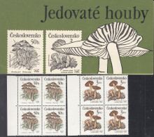 TSCHECHOSLOWAKEI 3017, 3020, 2 Kleinbogen, Postfrisch **, Nichtverausgabtes Markenheftchen, Pilze, 1989 - Neufs