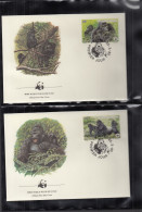 RUANDA  1292-1295, 4 FDC, WWF, Weltweiter Naturschutz: Berggorilla, 1985 - 1980-1989