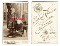 Oude Foto CDV Carte De Visite Portrait Photographie Richard Kleemann Photo 19e Siecle Children Enfants Breslau Wrocław - Schlesien