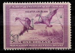 USA 1938 Duck Stamp $1  Scott# RW5  Used - Ongebruikt