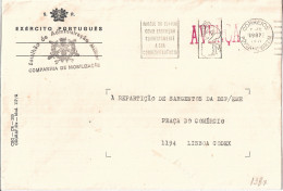 Portugal Military Cover Red AVENÇA And INDAGUE NO CORREIO Slogan Cancel - Lettres & Documents