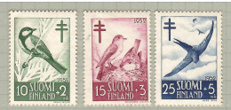 Finland 1952, Bird, Birds, Set Of 3v, MNH** - Swallows