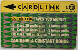 UK Cardlink £10  1CLKF - Jigsaw Design ( Green / Violet ) - Eurostar, Cardlink & Railcall