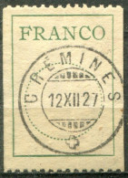 SUISSE - Y&T Franchise N° 9B (o)...cercle Pointilé De 16 Mm - Portofreiheit