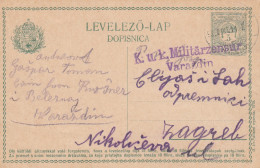 1915: Post Card Varazdin To Zagreb - Kroatien