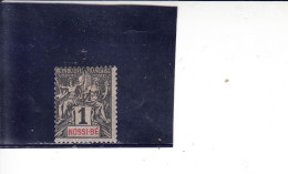 MAYOTTE  1892-99 - Yvert  1* (L) - Serie Corrente - Ongebruikt