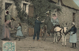 FANTAISIES - Une Visite à La Ferme - Carte Postale Ancienne - Autres & Non Classés