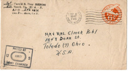 (N119) USA SCOTT # UC3 - Army Examiner 03027 - US Army Postal Service - Toledo (Ohio) 1945. - Lettres & Documents