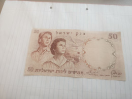 Israel-50 LIROT BOY AND GIRL-(1958)-(BLACK NUMBER)-(168)-(539842/ח)-Used-BANK NOTE - Israel