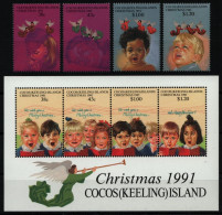 Kokos-Inseln 1991 - Mi-Nr. 252-255 & Block 11 ** - MNH - Weihnachten / X-mas - Cocos (Keeling) Islands